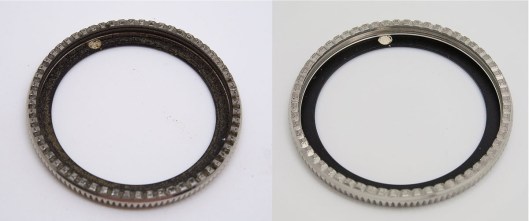 Seiko 6105 bezel before and after