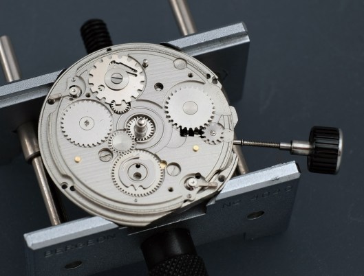 The auxiliary plate on an Orient watch movement