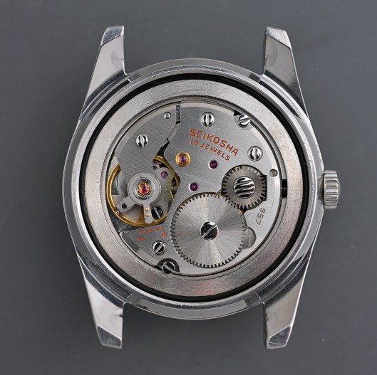 Overhead view of the movement fitted to the case