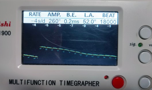 Timegrapher reading showing escapement fault