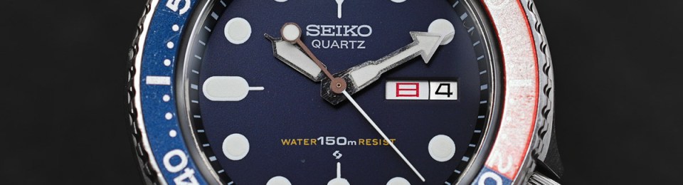 A face-on view of the finished watch on its strap